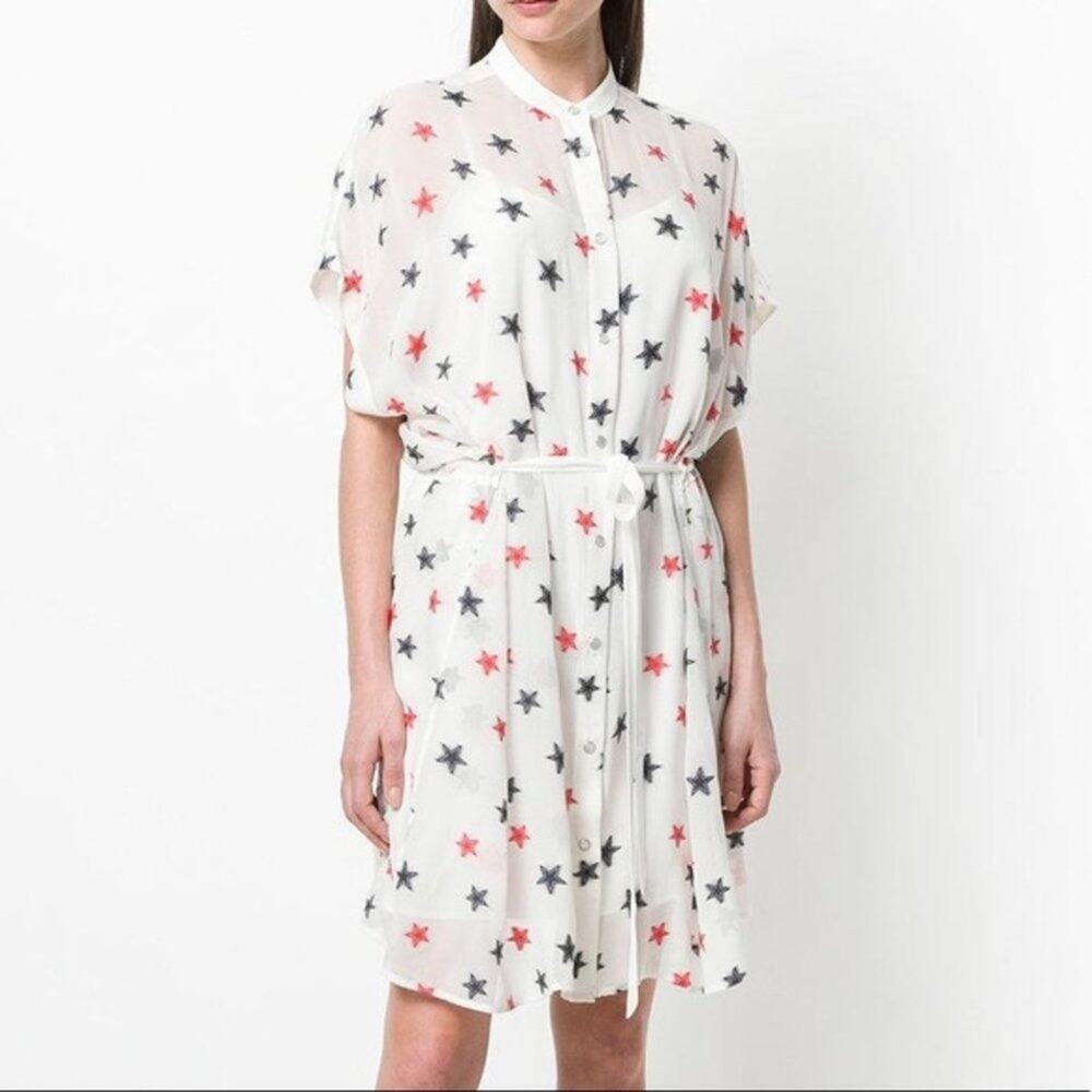 Rag & Bone Star Print Silk Shirt Dress - Picture 2 of 6
